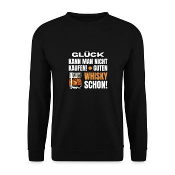Lustiger Spruch Whisky Glück Geschenk - Unisex Pullover - Schwarz - Vorne - Alina (178cm) & Michal (187cm)