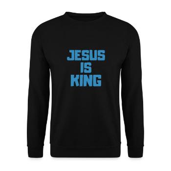 Jesus is King Christliches Geschenk - Unisex Pullover - Schwarz - Vorne - Alina (178cm) & Michal (187cm)