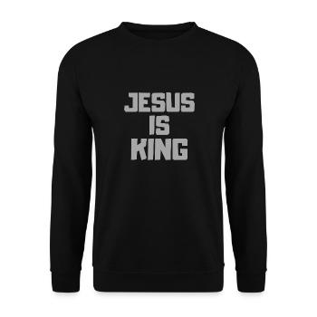 Jesus is King! Christlich - Unisex Pullover - Schwarz - Vorne - Alina (178cm) & Michal (187cm)