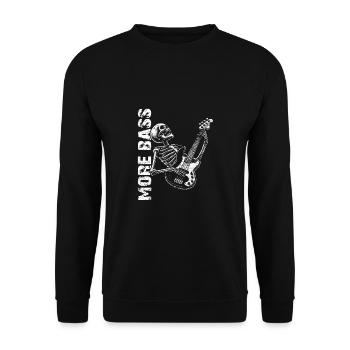 Skeleton Skull with Bass Guitar and Saying More Bass - Unisex Sweatshirt - black - Front - Alina (178cm) & Michal (187cm)