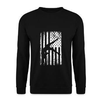 Turnen Gymnsatik US Flagge Turntrainer Geschenk T - Unisex Pullover - Schwarz - Vorne - Alina (178cm) & Michal (187cm)