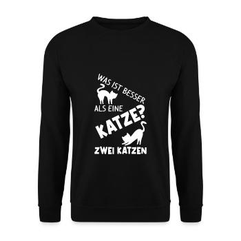 Was Ist Besser Als Eine Katze Zwei Katzen Katzenbe - Unisex Pullover - Schwarz - Vorne - Alina (178cm) & Michal (187cm)