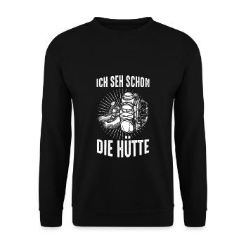 Mountain hut Mountaineer Climbing Nature Alps Berglie - Unisex Sweatshirt - black - Front - Alina (178cm) & Michal (187cm)