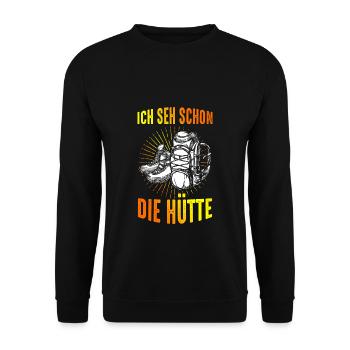 Mountain Hut Mountaineer Climbing Nature Mountains Hiking - Unisex Sweatshirt - black - Front - Alina (178cm) & Michal (187cm)