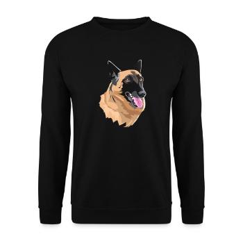Porträt Malinois-Hund - Unisex Pullover - Schwarz - Vorne - Alina (178cm) & Michal (187cm)