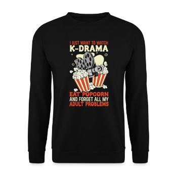 Film-kino-liebhaber-popcorn-filmabend Ansehen - Unisex Pullover - Schwarz - Vorne - Alina (178cm) & Michal (187cm)