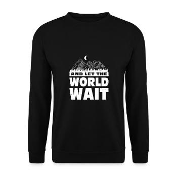 And Let The World Wait Outdoor Trekking Mountainee - Unisex Pullover - Schwarz - Vorne - Alina (178cm) & Michal (187cm)