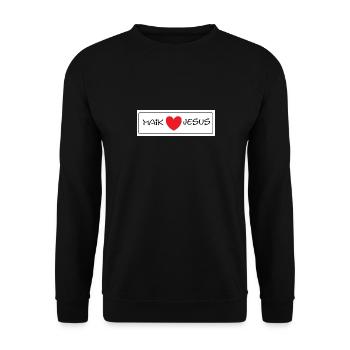Maik liebt Jesus - Unisex Pullover - Schwarz - Vorne - Alina (178cm) & Michal (187cm)