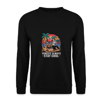 Cool Yorkie Yorkshire Terrier Under Palm Trees - Unisex Sweatshirt - black - Front - Alina (178cm) & Michal (187cm)