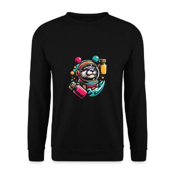Funny otter with lots of bright colors - Unisex Sweatshirt - black - Front - Alina (178cm) & Michal (187cm)