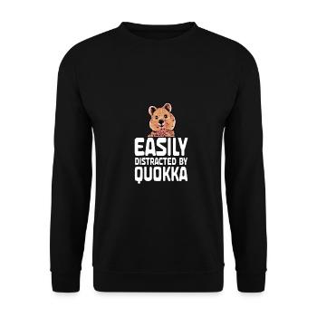 Leicht ablenkbar durch Quokka Australien Tierliebh - Unisex Pullover - Schwarz - Vorne - Alina (178cm) & Michal (187cm)