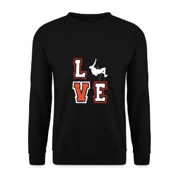 Liebe Klettern Berg Fels Bouldern Liebhaber - Unisex Pullover - Schwarz - Vorne - Alina (178cm) & Michal (187cm)