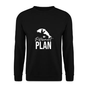 Mein Ruhestandsplan Fisch Fischliebhaber Fischer - Unisex Pullover - Schwarz - Vorne - Alina (178cm) & Michal (187cm)