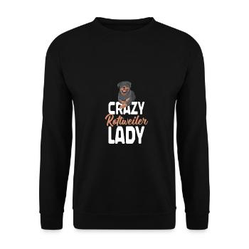 Verrückte Rottweiler-Dame Welpe Haustier Hundelieb - Unisex Pullover - Schwarz - Vorne - Alina (178cm) & Michal (187cm)