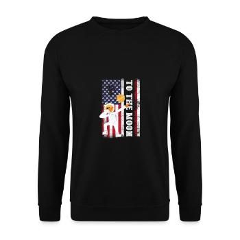 Bitcoin To The Moon American Flag Btc Crypt - Unisex Sweatshirt - black - Front - Alina (178cm) & Michal (187cm)