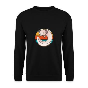 Lustiger Axolotl Niedlich Kawaii Tier Spaß Liebhab - Unisex Pullover - Schwarz - Vorne - Alina (178cm) & Michal (187cm)