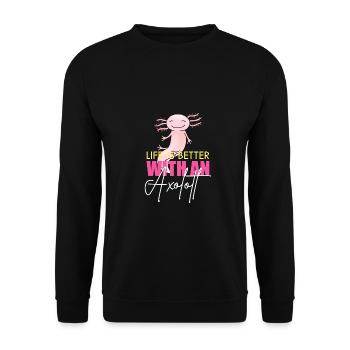 Lustiger Axolotl Niedlich Kawaii Tier Spaß Liebhab - Unisex Pullover - Schwarz - Vorne - Alina (178cm) & Michal (187cm)