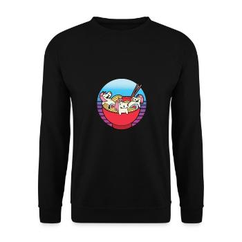 Lustige Ramen Lebensmittel Nudeln Japanisch Anime - Unisex Pullover - Schwarz - Vorne - Alina (178cm) & Michal (187cm)