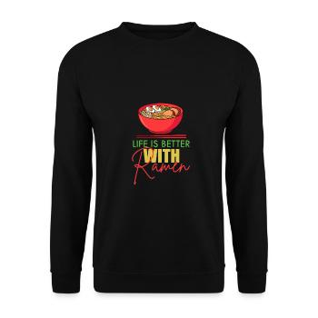 Drôle ramen Food Noodles Anime japonais - Sweat-shirt Unisexe - noir - Devant - Alina (178cm) & Michal (187cm)