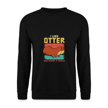 Funny Otter Cute Animal Sea Otter Fun Liebh - Unisex Sweatshirt - black - Front - Alina (178cm) & Michal (187cm)