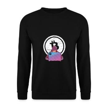 Lustige Bitcoin Krypto Blockchain Btc Spaß Liebhab - Unisex Pullover - Schwarz - Vorne - Alina (178cm) & Michal (187cm)