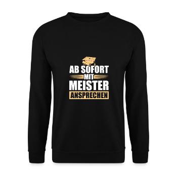 Handwerk Meisterprüfung Meisterbrief Meister - Unisex Pullover - Schwarz - Vorne - Alina (178cm) & Michal (187cm)