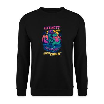 Extinct? Near. Just Chillin'. – Funny skateboard - Unisex Sweatshirt - black - Front - Alina (178cm) & Michal (187cm)