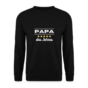 Papa des Jahres Geschenk - Unisex Pullover - Schwarz - Vorne - Alina (178cm) & Michal (187cm)