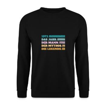 1973 Geburtstag Papa Vater Vintage Geschenk - Unisex Pullover - Schwarz - Vorne - Alina (178cm) & Michal (187cm)