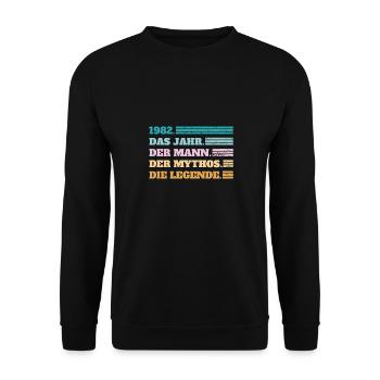 1982 40. Geburtstag Geschenk Retro - Unisex Pullover - Schwarz - Vorne - Alina (178cm) & Michal (187cm)