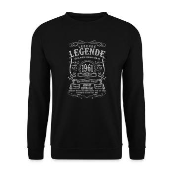 Jahrgang 1961 Geburtstag Geschenk - Unisex Pullover - Schwarz - Vorne - Alina (178cm) & Michal (187cm)