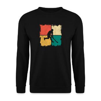 Joueur de hockey sur gazon Joueur de hockey Hockey Retro - Sweat-shirt Unisexe - noir - Devant - Alina (178cm) & Michal (187cm)