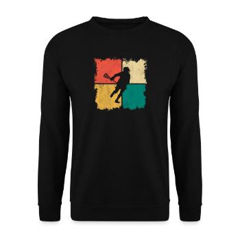 Lacrosse Lacrossespieler LAX vintage - Unisex Pullover - Schwarz - Vorne - Alina (178cm) & Michal (187cm)
