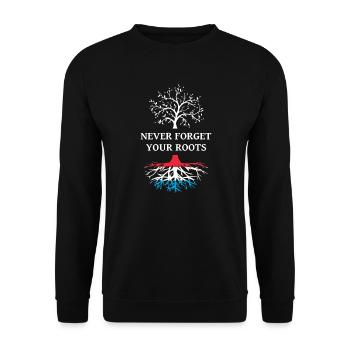 Luxemburg Wurzeln - Unisex Pullover - Schwarz - Vorne - Alina (178cm) & Michal (187cm)