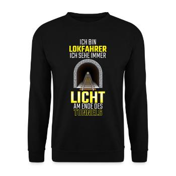 Lokführer, Eisenbahn, Zug Geschenk - Unisex Pullover - Schwarz - Vorne - Alina (178cm) & Michal (187cm)