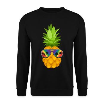 Blume Ananas mit Sonnenbrille Hawaii - Unisex Pullover - Schwarz - Vorne - Alina (178cm) & Michal (187cm)