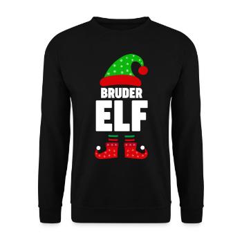 Weinachten Weihnachtself Bruder Elf Elfen - Unisex Pullover - Schwarz - Vorne - Alina (178cm) & Michal (187cm)
