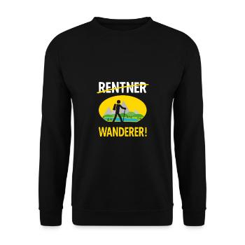 Rentner Wanderer T-Shirt Wandern Geschenkidee - Unisex Pullover - Schwarz - Vorne - Alina (178cm) & Michal (187cm)