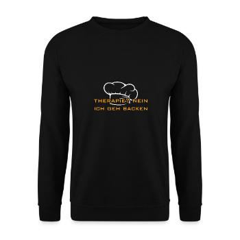 Backen ist meine Therapie - Unisex Pullover - Schwarz - Vorne - Alina (178cm) & Michal (187cm)
