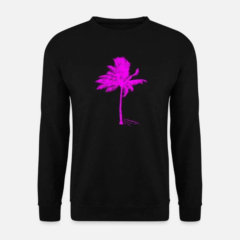 Neon Pink Palme Silhouette - Unisex Pullover - Schwarz
