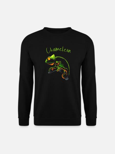 Vivid Chameleon Illustration für Naturfreunde - Unisex Pullover - Schwarz