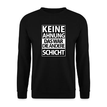 Andere Schicht – Keine Ahnung - Unisex Pullover - Schwarz - Vorne - Alina (178cm) & Michal (187cm)