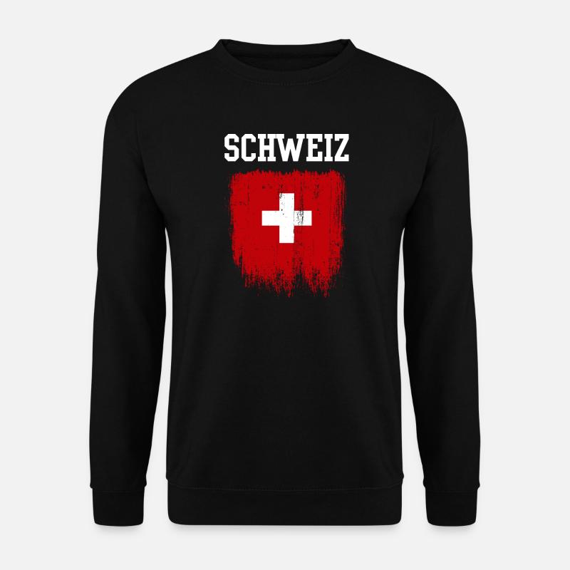 Schweizer Flaggen-Pinselstrichwappen - Unisex Pullover - Schwarz