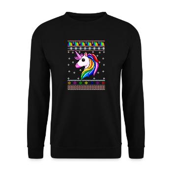Einhorn-Weihnachten - Unisex Pullover - Schwarz - Vorne - Alina (178cm) & Michal (187cm)