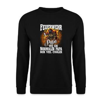 Feuerwehr Papa - Unisex Pullover - Schwarz - Vorne - Alina (178cm) & Michal (187cm)