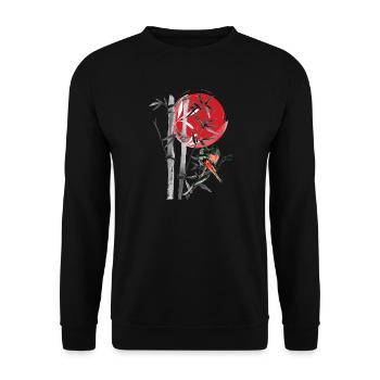 Bambusreihe im roten Mond - Unisex Pullover - Schwarz - Vorne - Alina (178cm) & Michal (187cm)