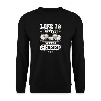 sheep - Unisex Sweatshirt - black - Front - Alina (178cm) & Michal (187cm)