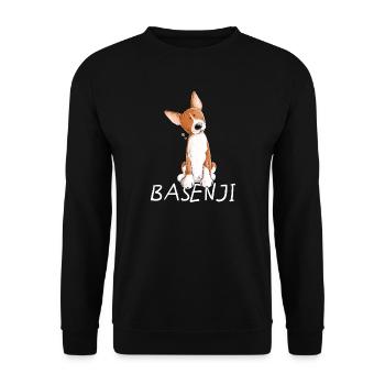 Happy Basenji I Hunderasse Comic I Hund - Unisex Pullover - Schwarz - Vorne - Alina (178cm) & Michal (187cm)