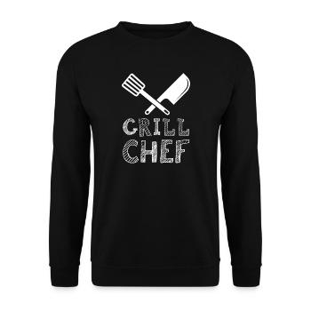 Grillcheff Grillen Symbol Kochen Essen Messer - Unisex Pullover - Schwarz - Vorne - Alina (178cm) & Michal (187cm)