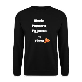 A movie, popcorn, pajamas and pizza - Unisex Sweatshirt - black - Front - Alina (178cm) & Michal (187cm)